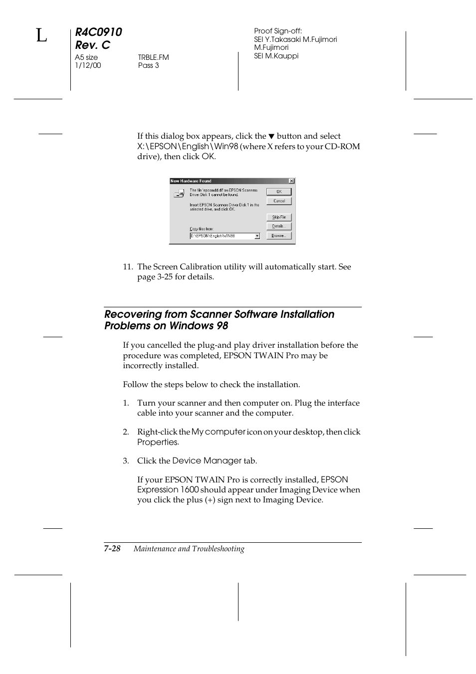 Windows 98 -28 | Epson 1600 User Manual | Page 174 / 215