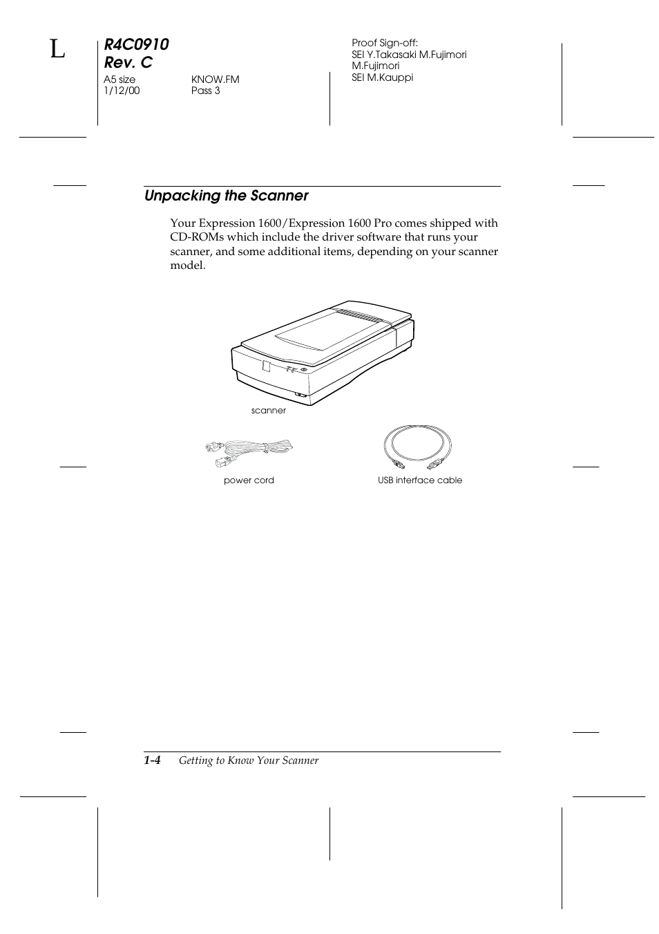Unpacking the scanner, Unpacking the scanner -4 | Epson 1600 User Manual | Page 18 / 215