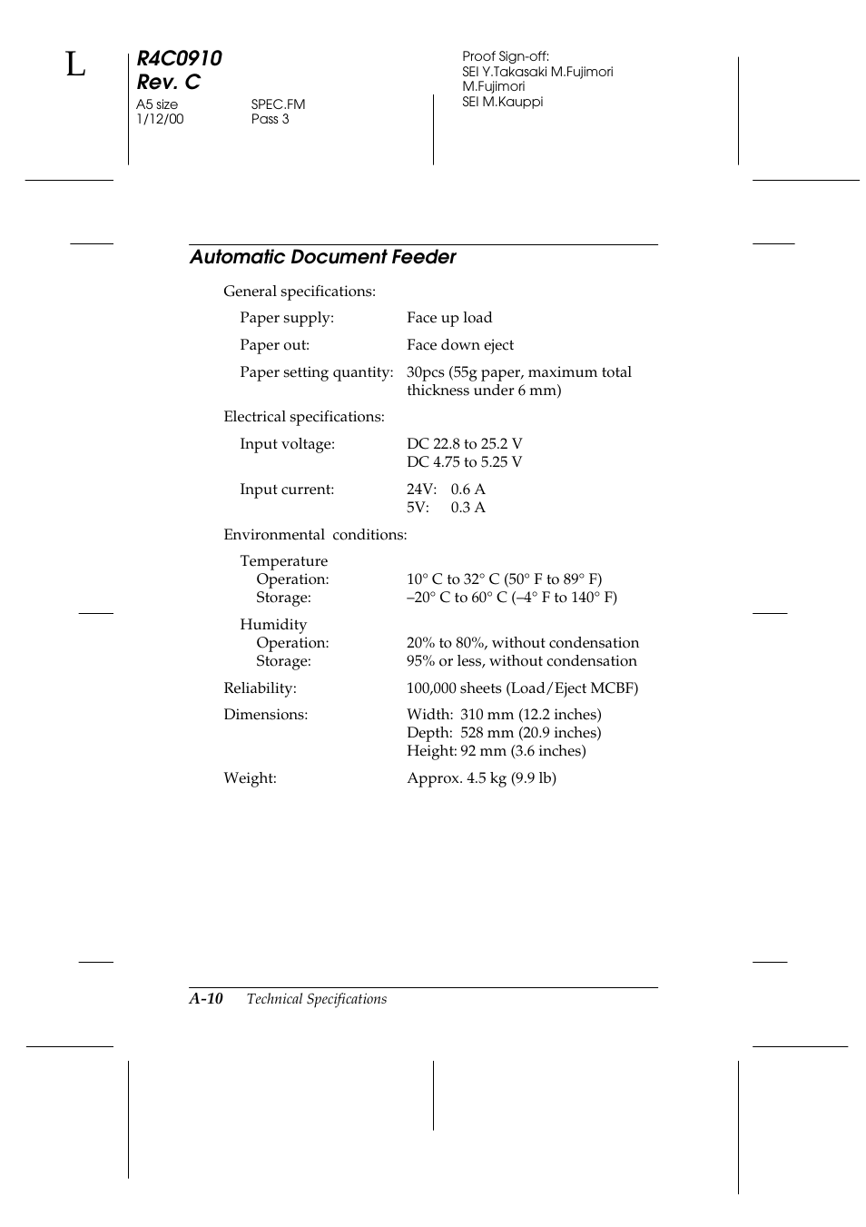 Automatic document feeder | Epson 1600 User Manual | Page 190 / 215