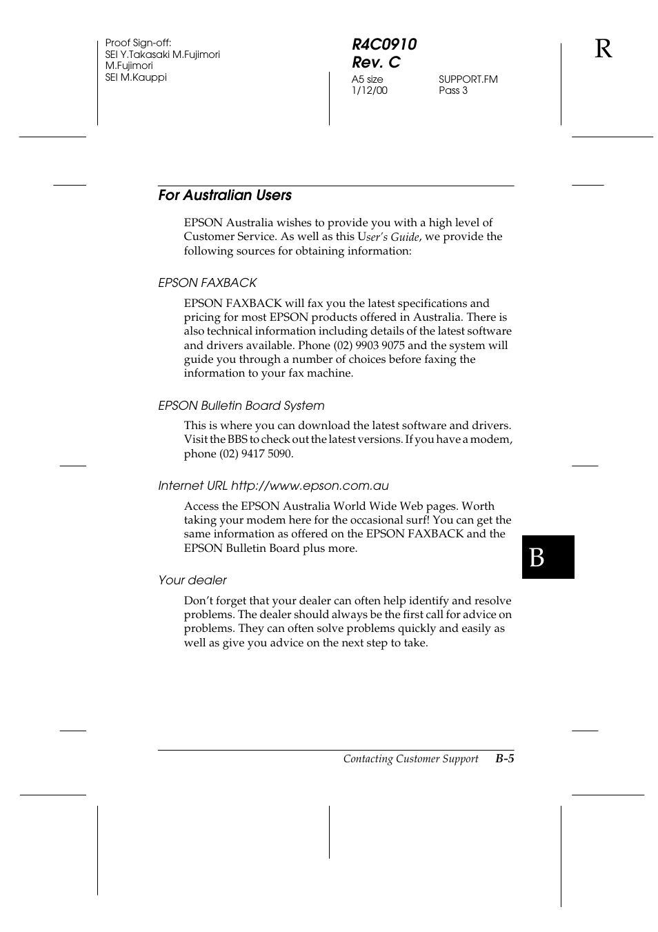 For australian users | Epson 1600 User Manual | Page 197 / 215