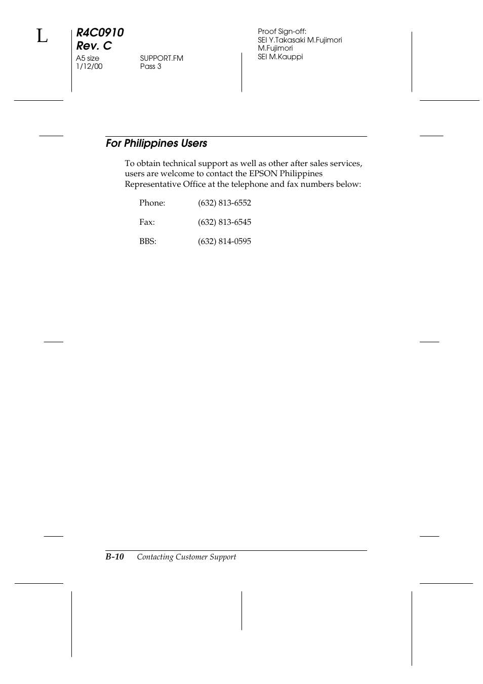 For philippines users | Epson 1600 User Manual | Page 202 / 215