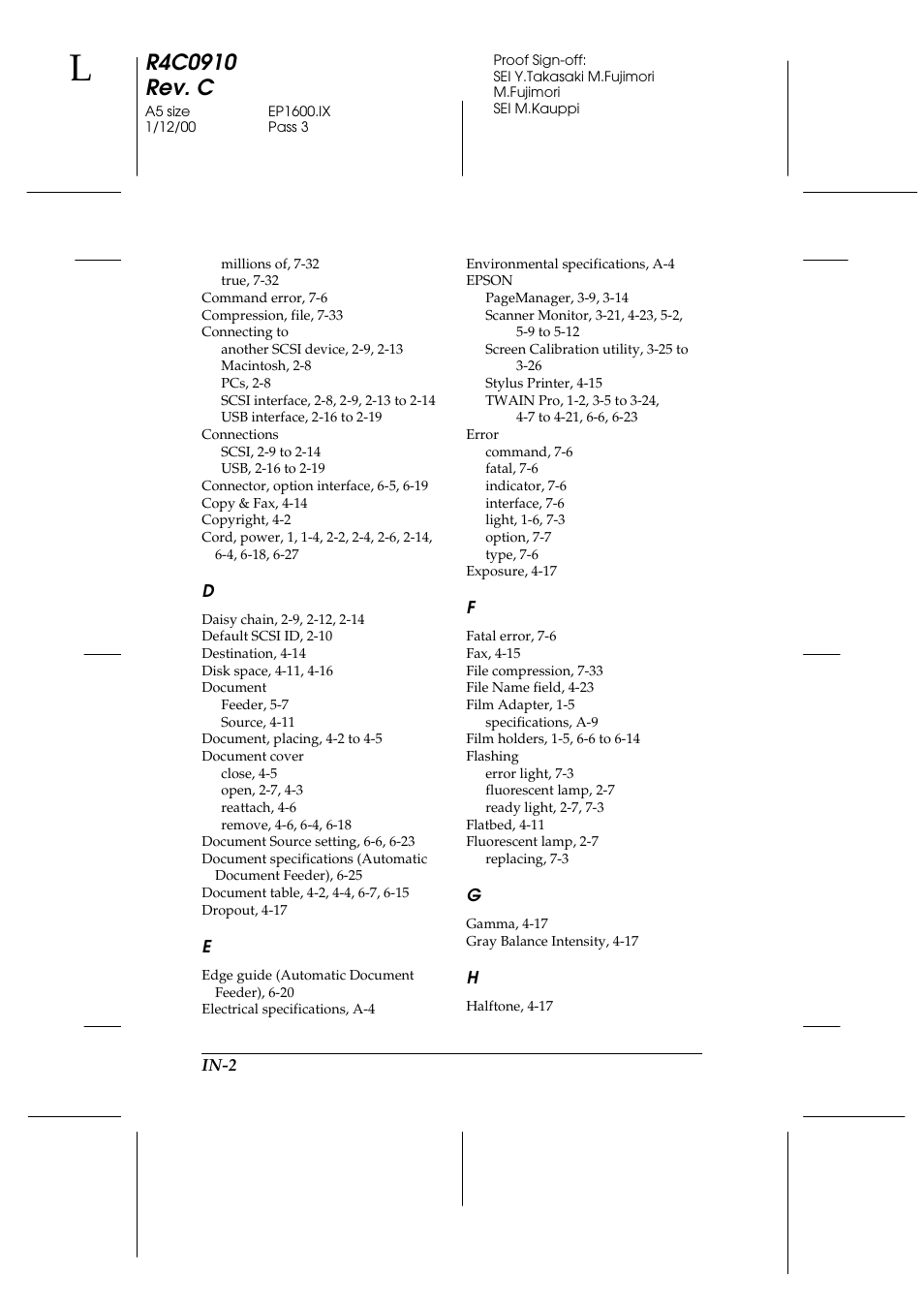 Epson 1600 User Manual | Page 210 / 215