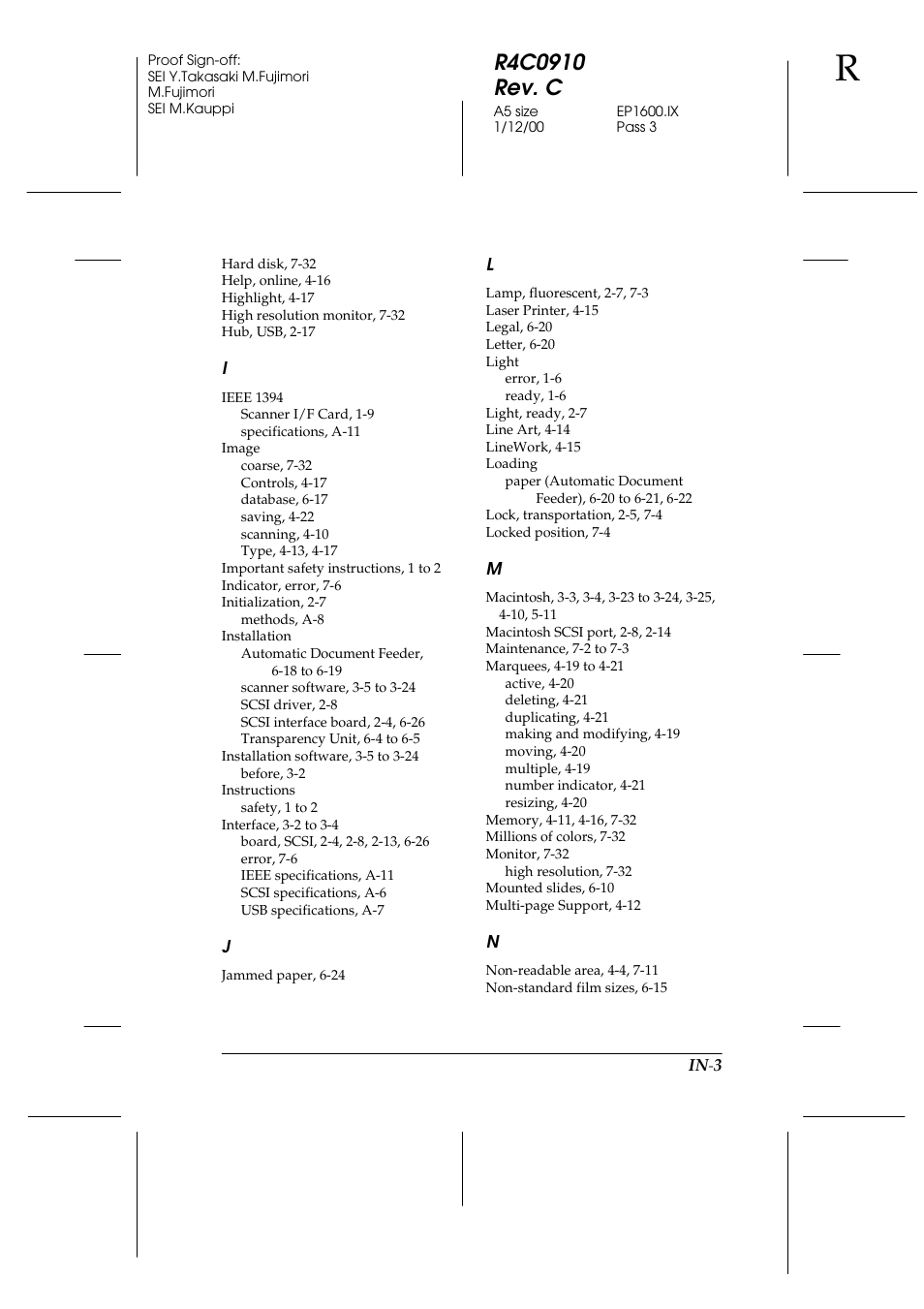 Epson 1600 User Manual | Page 211 / 215