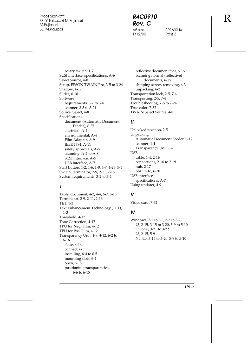 Epson 1600 User Manual | Page 213 / 215