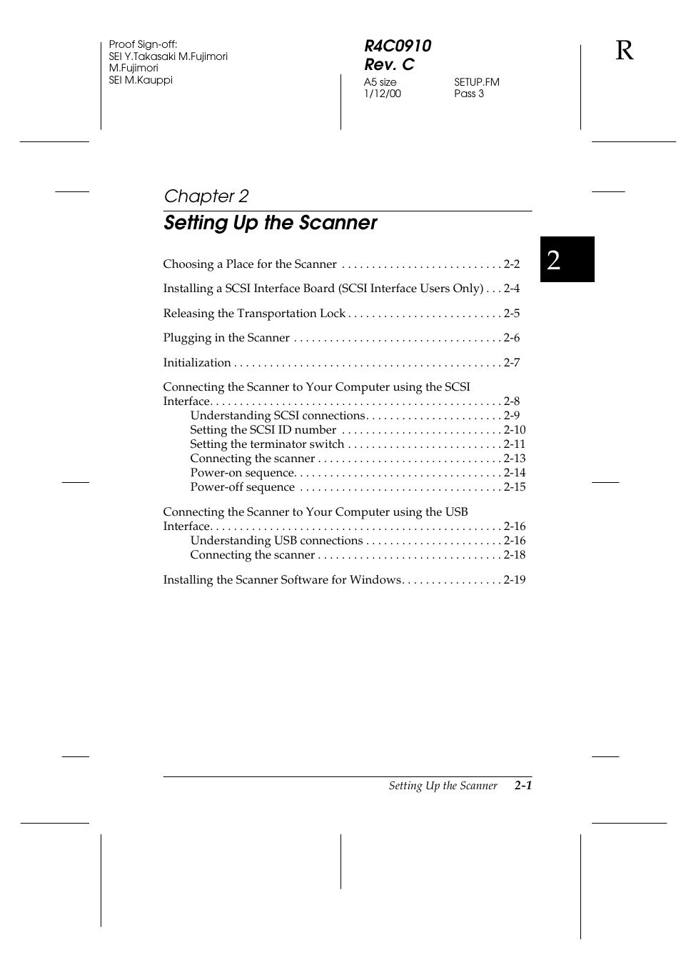 Setting up the scanner, Chapter 2 | Epson 1600 User Manual | Page 25 / 215