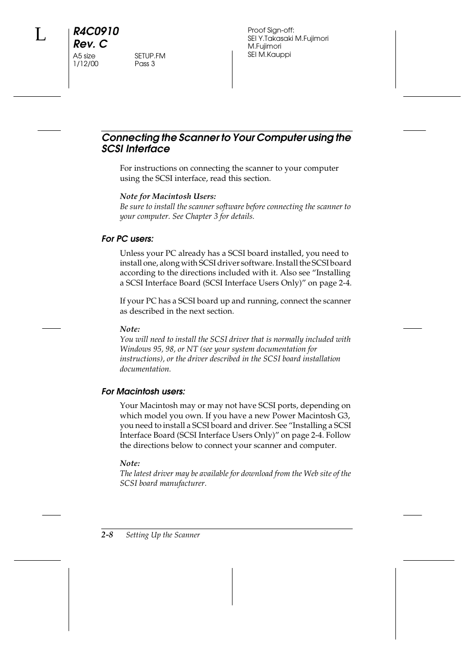 For pc users, For macintosh users, Interface -8 | Epson 1600 User Manual | Page 32 / 215