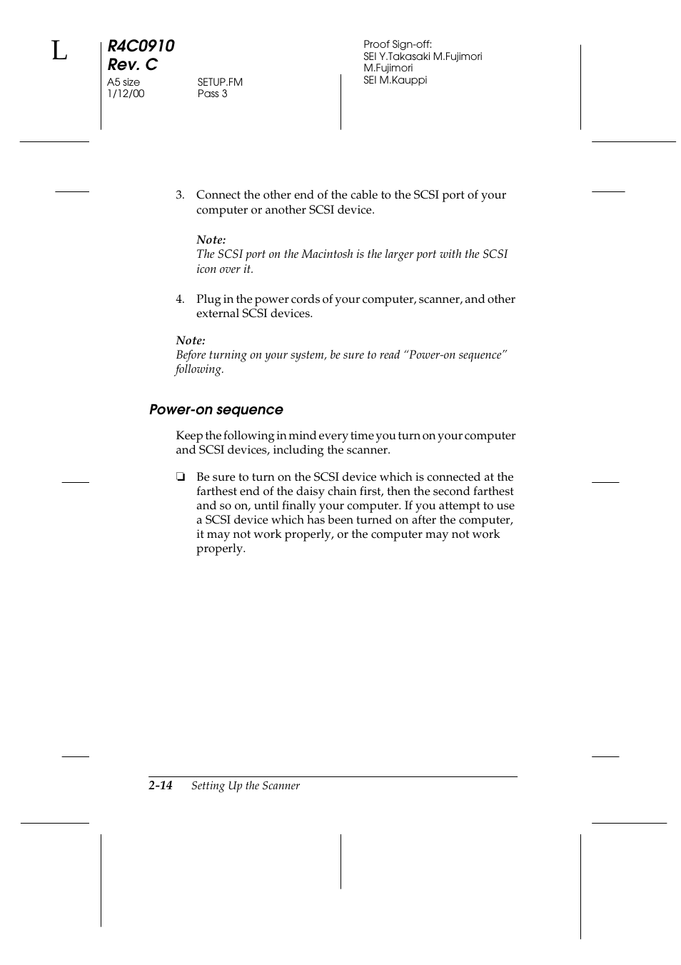 Power-on sequence, Power-on sequence -14 | Epson 1600 User Manual | Page 38 / 215