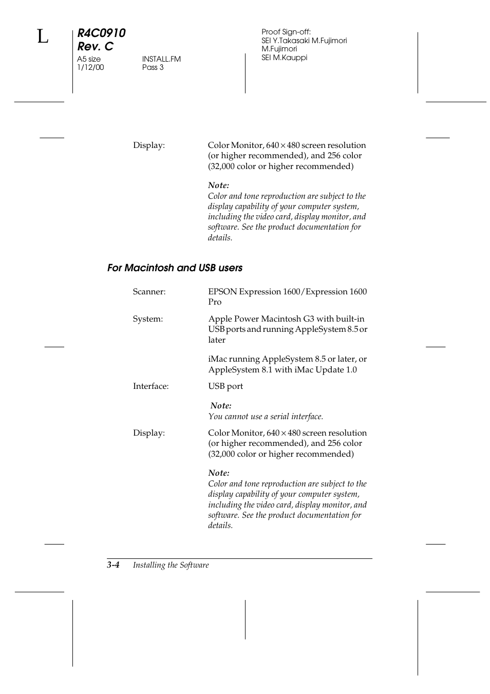 For macintosh and usb users, For macintosh and usb users -4 | Epson 1600 User Manual | Page 48 / 215