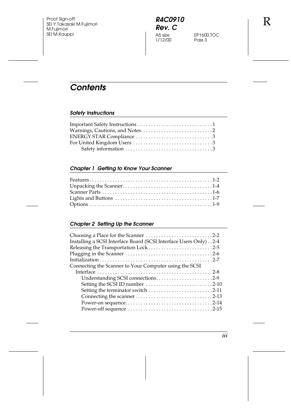 Epson 1600 User Manual | Page 5 / 215