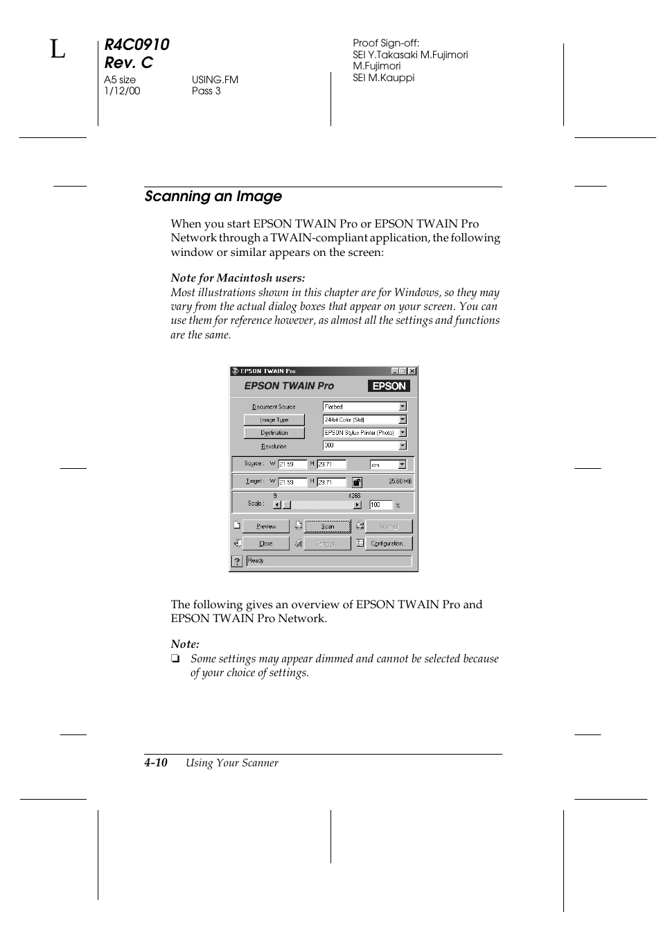 Scanning an image, Scanning an image -10 | Epson 1600 User Manual | Page 84 / 215