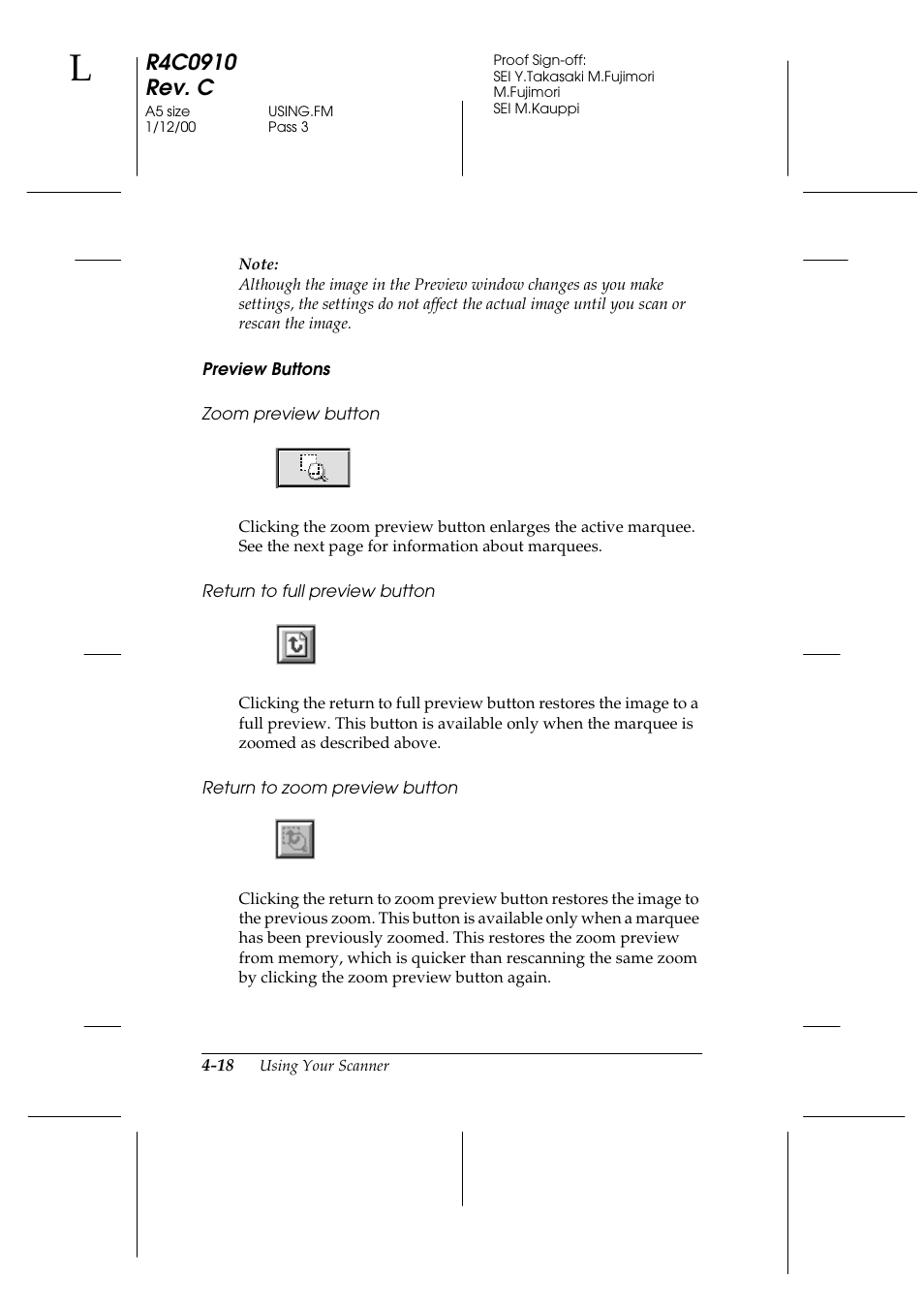 Preview buttons | Epson 1600 User Manual | Page 92 / 215