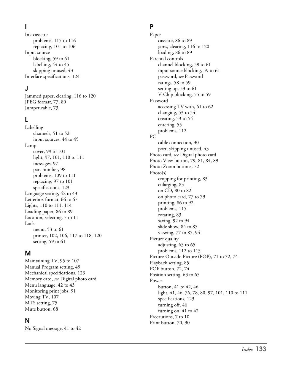 Epson LS47P2 User Manual | Page 133 / 136