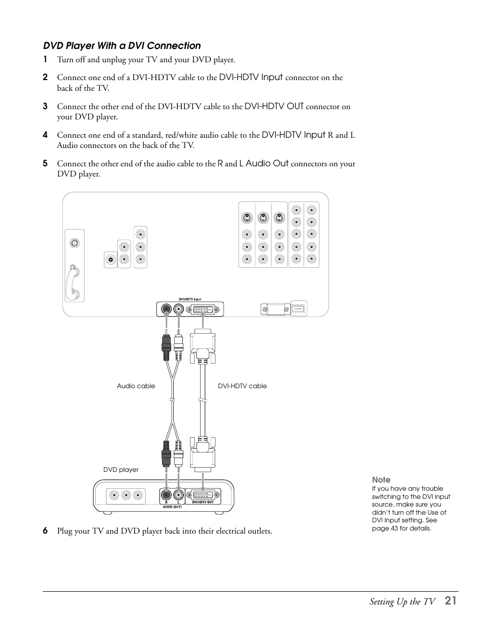 Dvd player with a dvi connection | Epson LS47P2 User Manual | Page 21 / 136