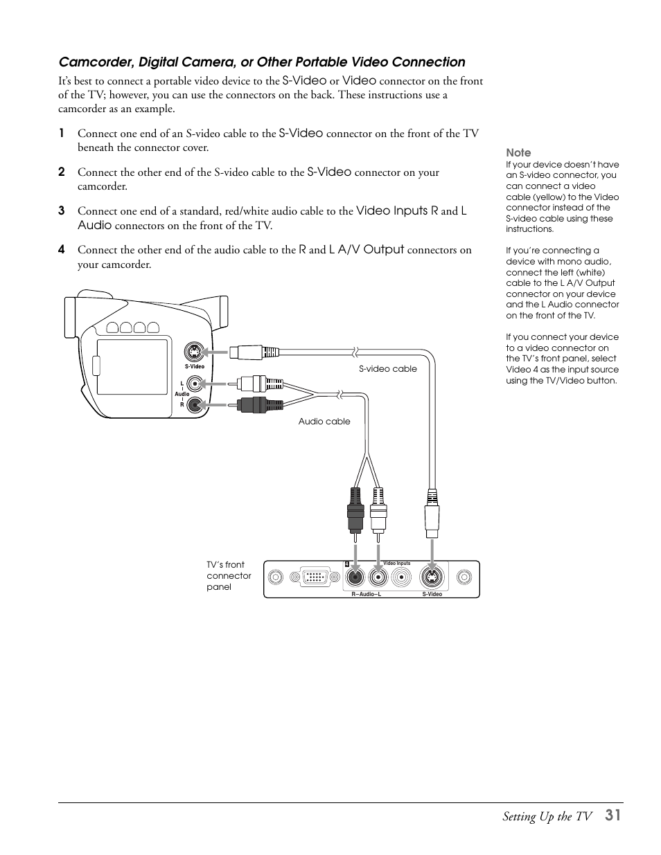 Setting up the tv | Epson LS47P2 User Manual | Page 31 / 136