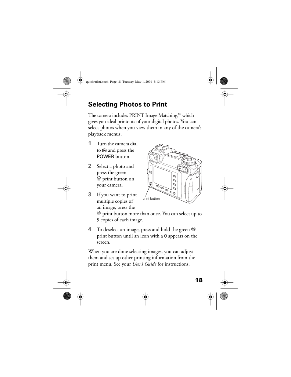 Selecting photos to print | Epson PhotoPC 3100Z User Manual | Page 22 / 31