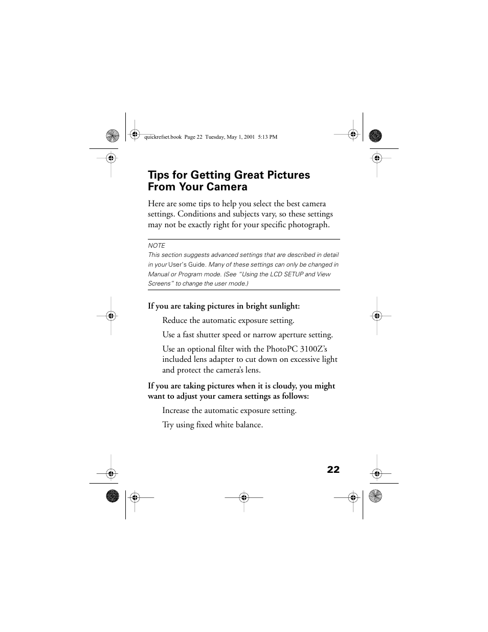 Tips for getting great pictures from your camera | Epson PhotoPC 3100Z User Manual | Page 26 / 31