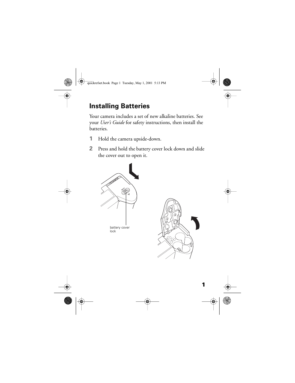 Installing batteries | Epson PhotoPC 3100Z User Manual | Page 5 / 31