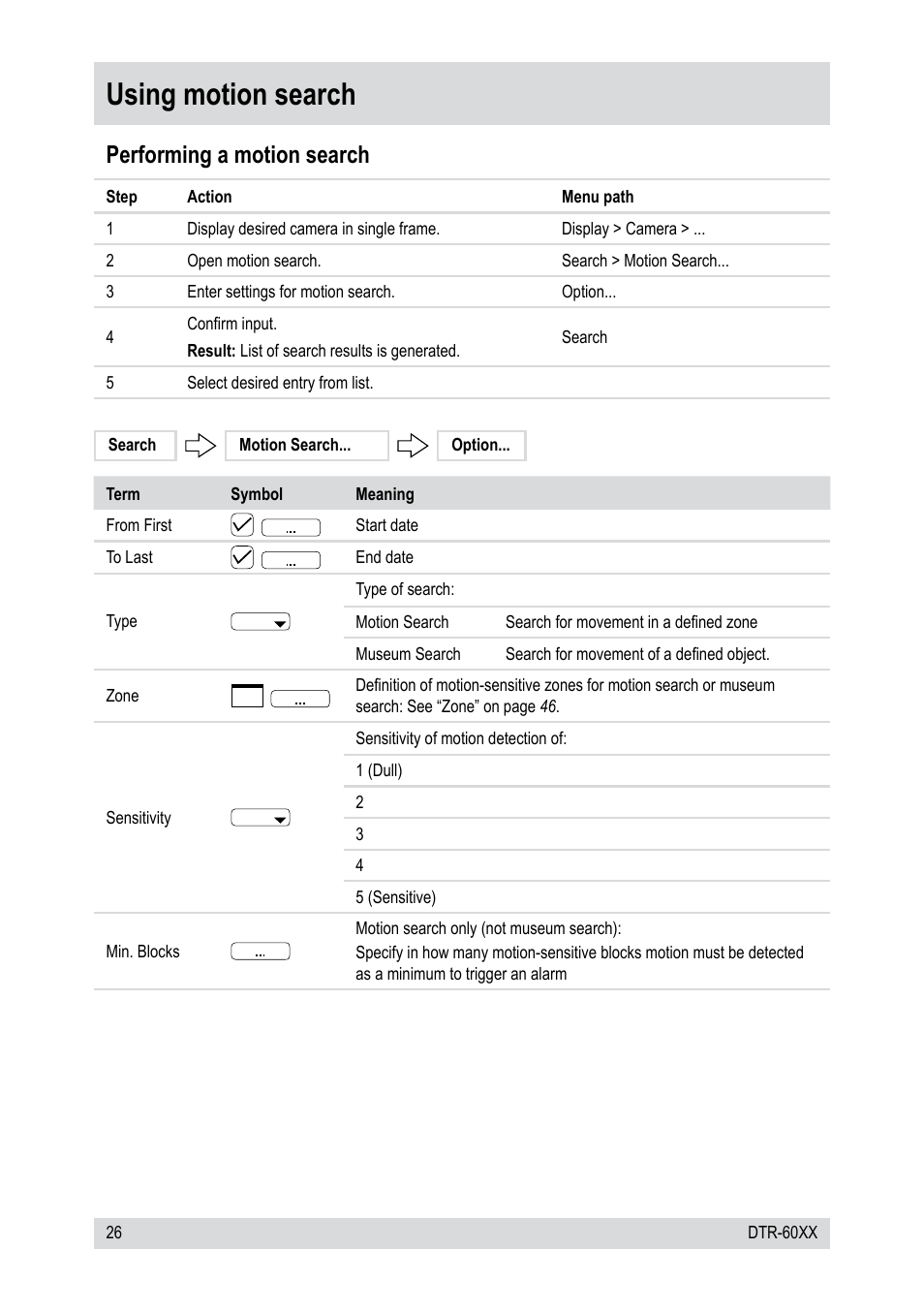 Using motion search, Performing a motion search | Epson DTR-6008/250CD User Manual | Page 26 / 72