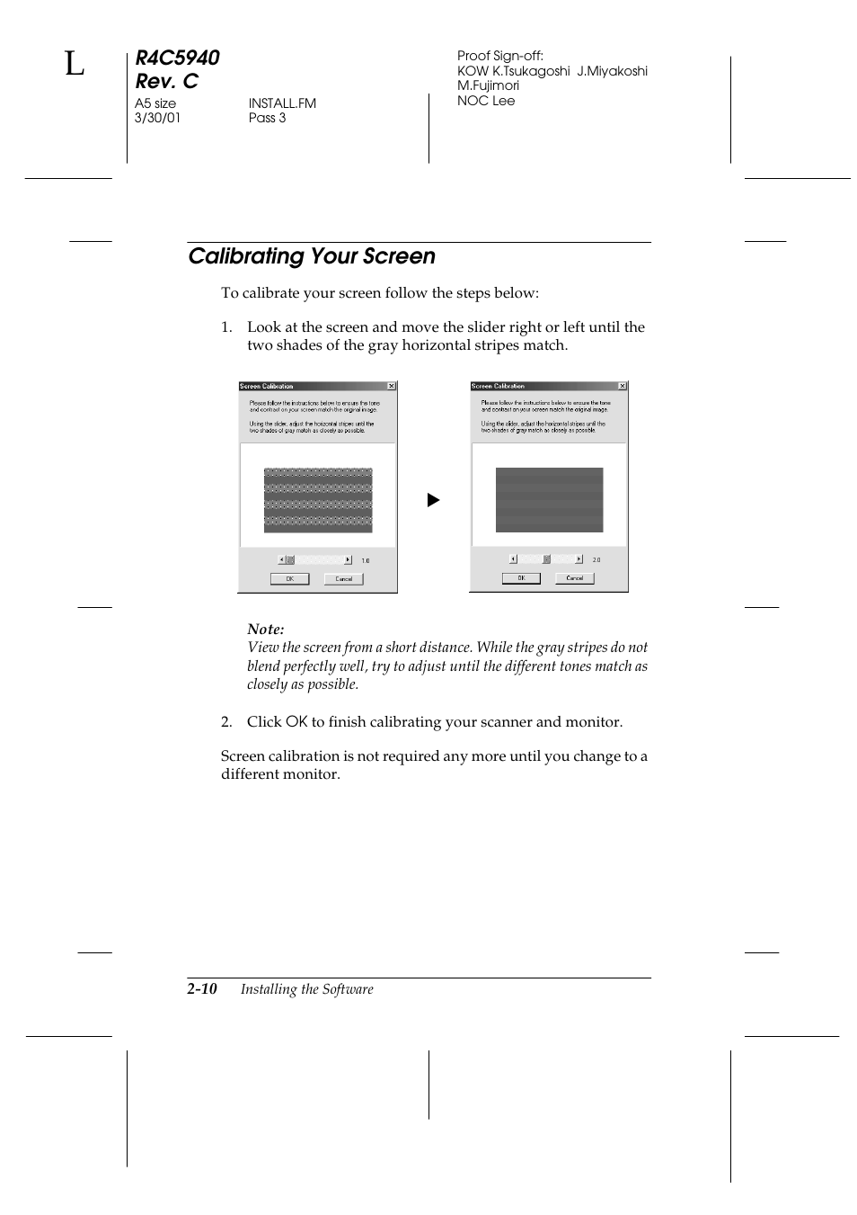 Calibrating your screen, Calibrating your screen -10 | Epson 1240U Photo User Manual | Page 34 / 48