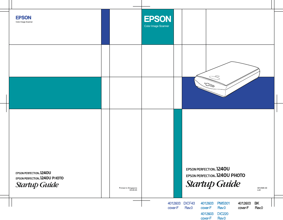 Back cover, Startup guide | Epson 1240U Photo User Manual | Page 48 / 48