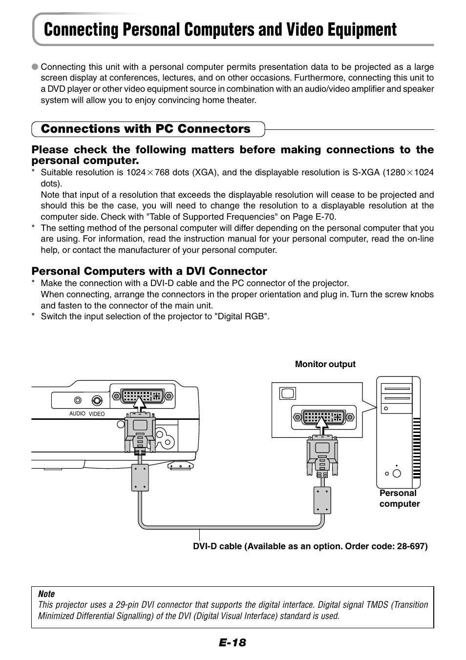 Connecting personal computers and video equipment, Connections with pc connectors | Epson WorkForce V-1100 User Manual | Page 18 / 72