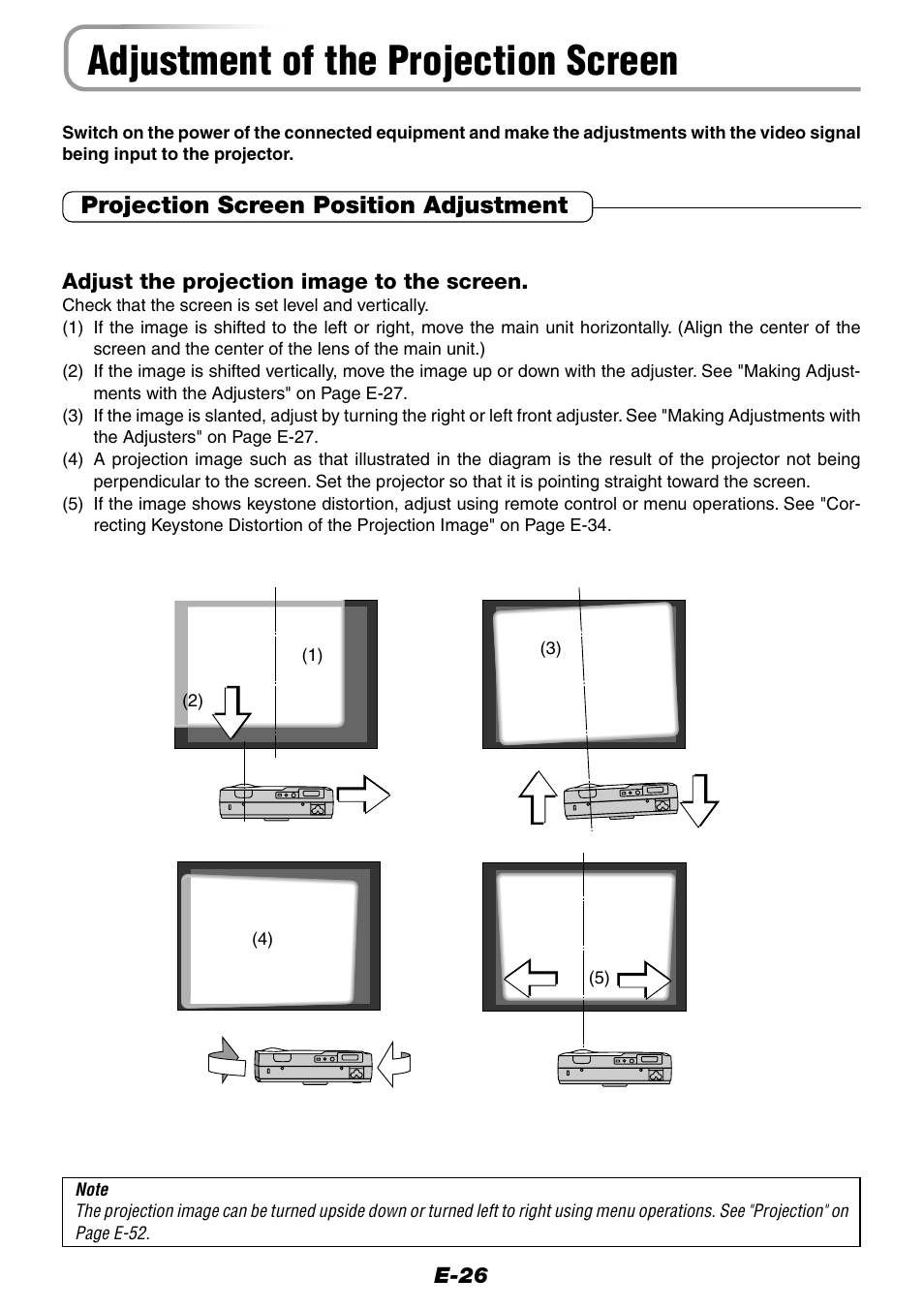 Adjustment of the projection screen, Projection screen position adjustment | Epson WorkForce V-1100 User Manual | Page 26 / 72