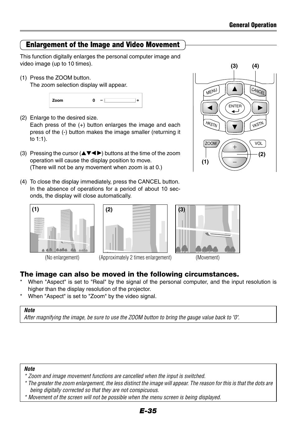 Enlargement of the image and video movement, E-35 | Epson WorkForce V-1100 User Manual | Page 35 / 72