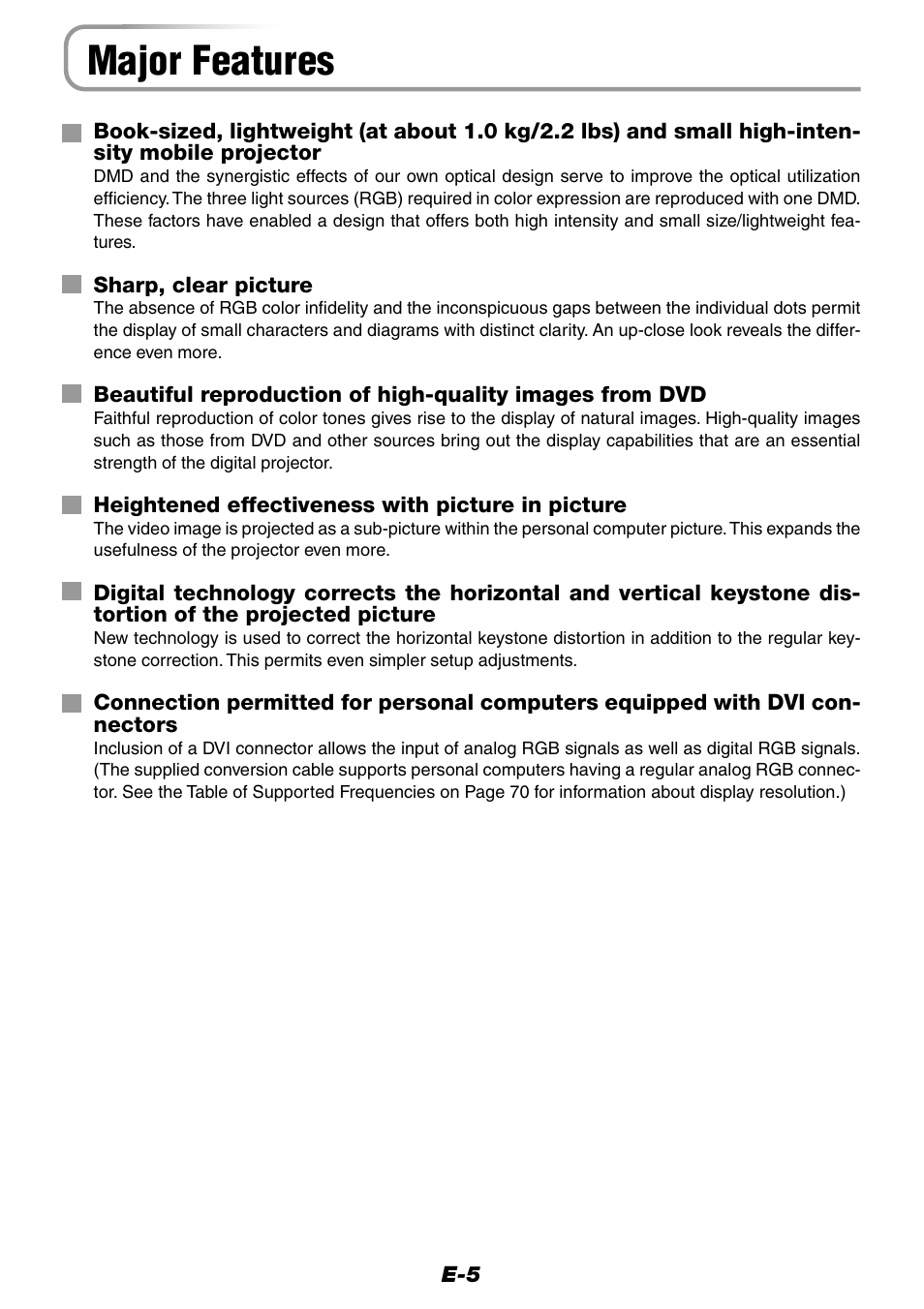 Major features | Epson WorkForce V-1100 User Manual | Page 5 / 72