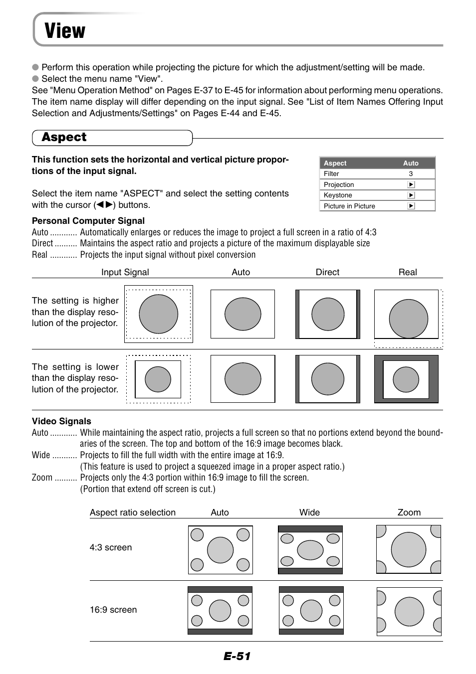 View, Aspect, E-51 | Epson WorkForce V-1100 User Manual | Page 51 / 72