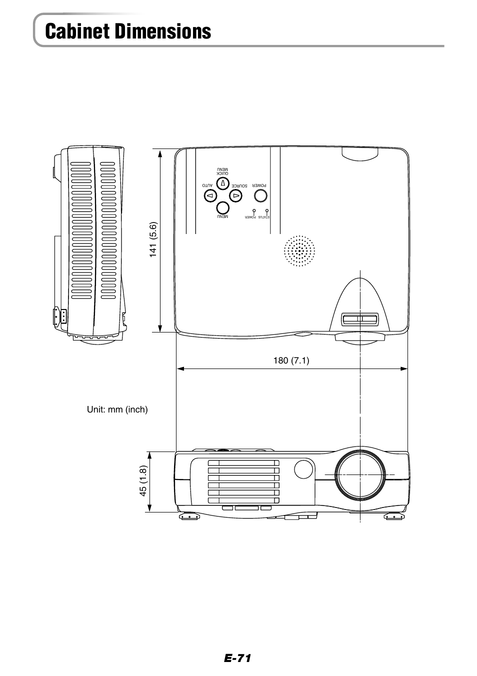 Cabinet dimensions, E-71 | Epson WorkForce V-1100 User Manual | Page 71 / 72