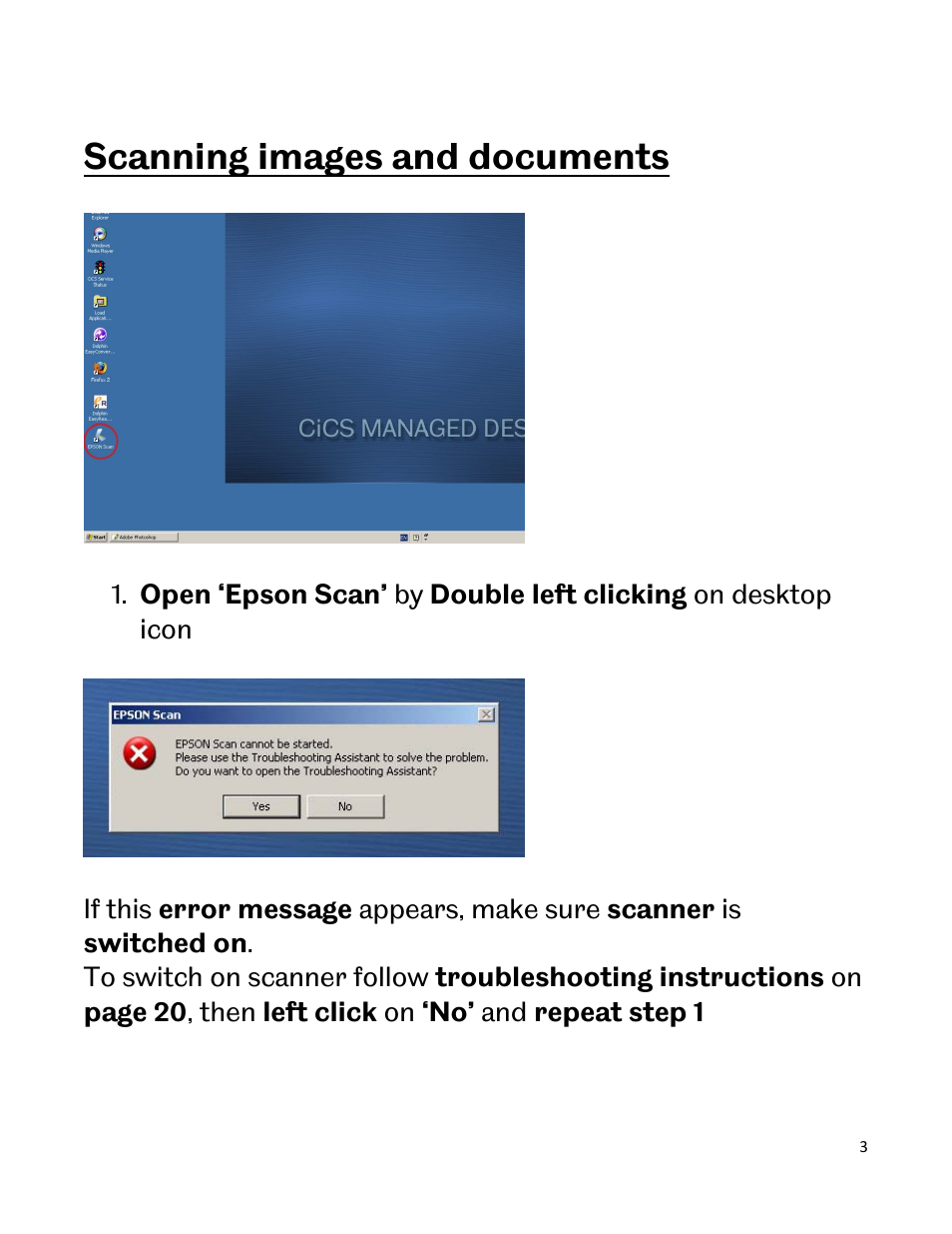 Scanning images and documents | Epson Scanner A3 User Manual | Page 3 / 16