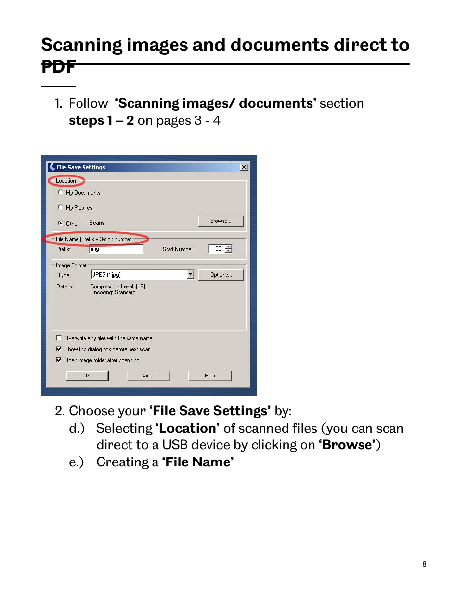 Scanning images and documents direct to pdf | Epson Scanner A3 User Manual | Page 8 / 16