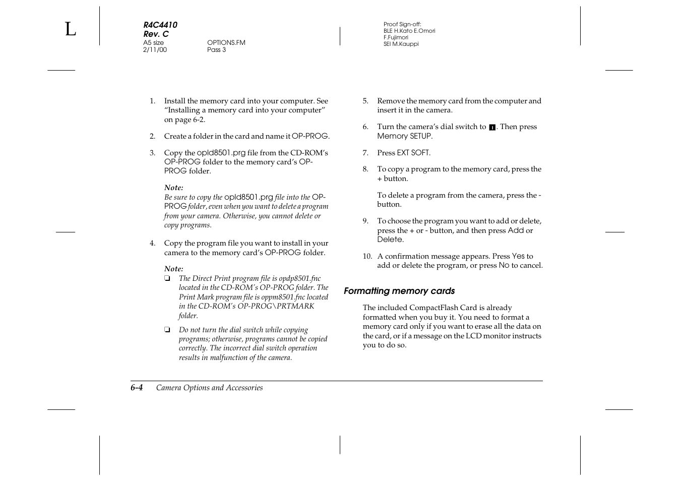 Formatting memory cards, Formatting memory cards -4 | Epson PhotoPC 850Z User Manual | Page 100 / 142