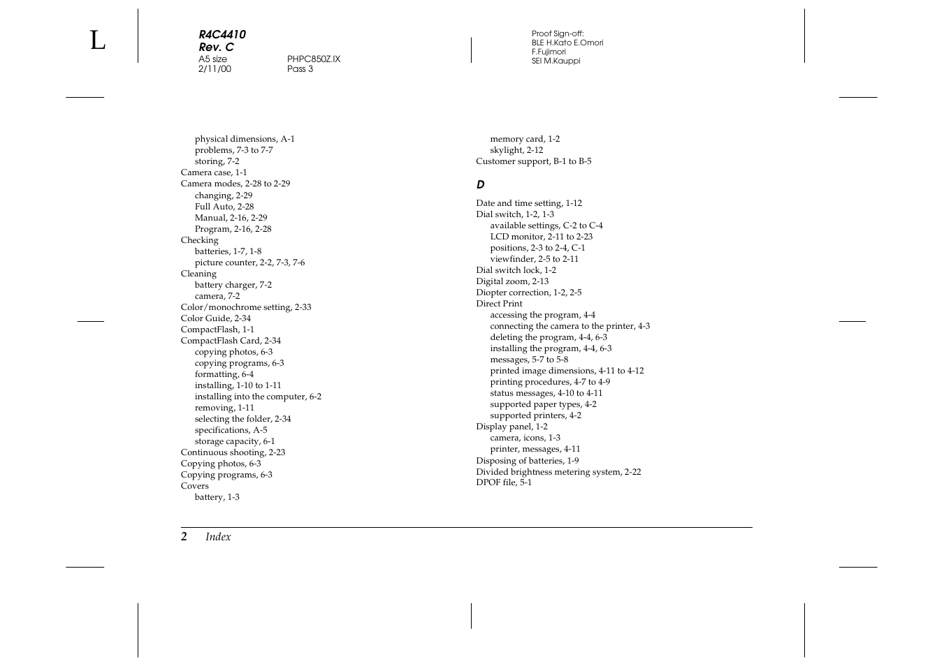 Epson PhotoPC 850Z User Manual | Page 134 / 142