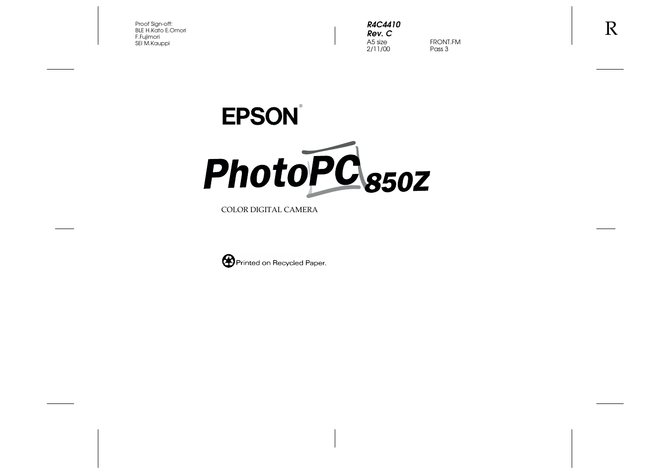 Epson PhotoPC 850Z User Manual | Page 3 / 142