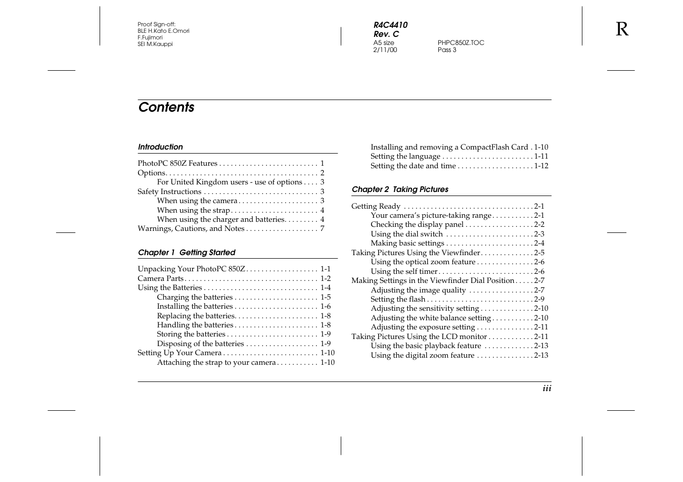 Epson PhotoPC 850Z User Manual | Page 5 / 142
