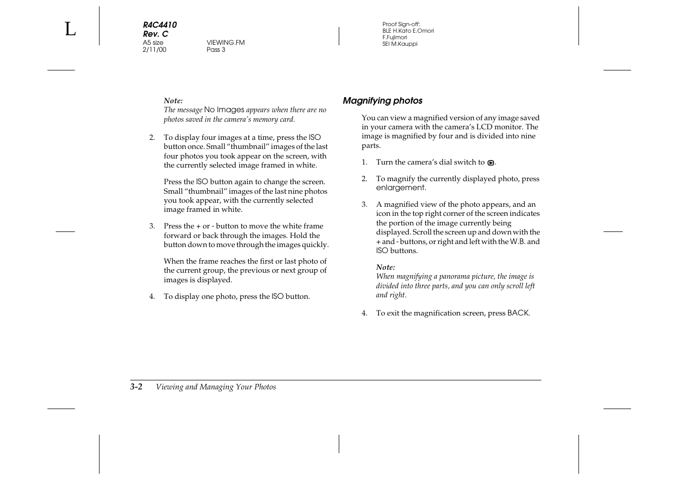 Magnifying photos, Magnifying photos -2 | Epson PhotoPC 850Z User Manual | Page 66 / 142