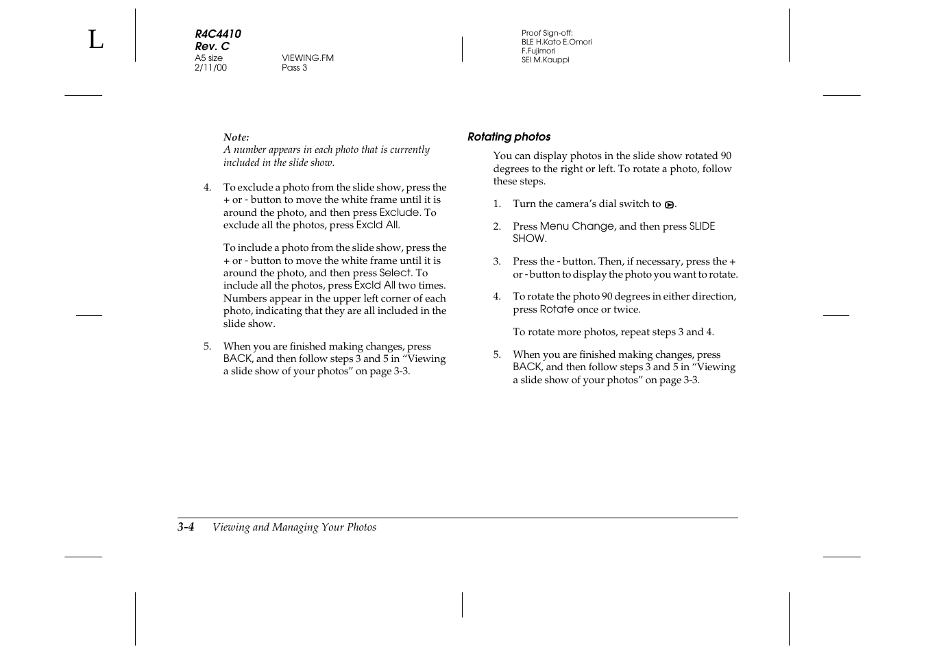 Rotating photos | Epson PhotoPC 850Z User Manual | Page 68 / 142