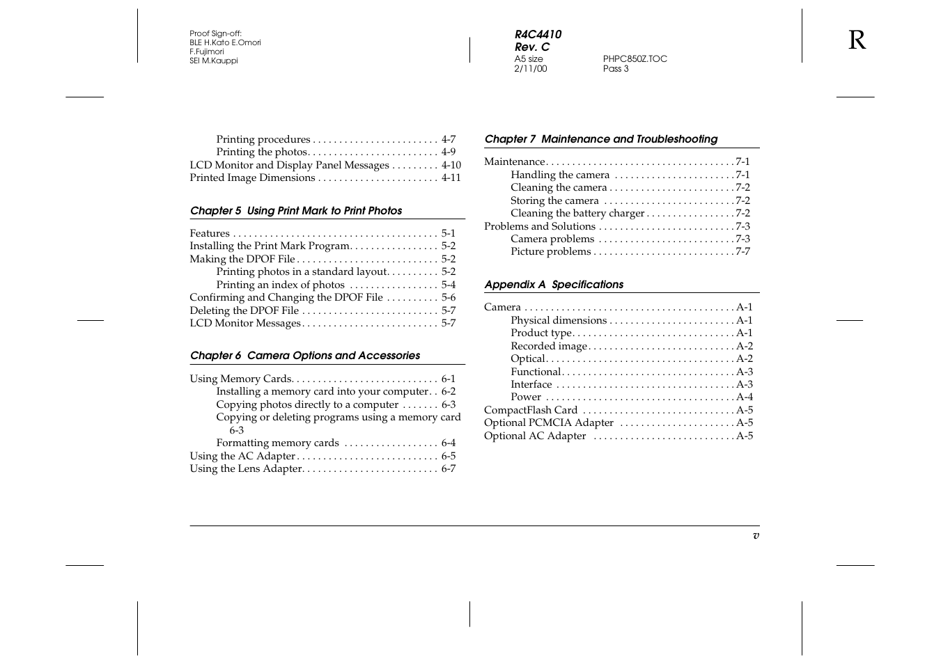 Epson PhotoPC 850Z User Manual | Page 7 / 142