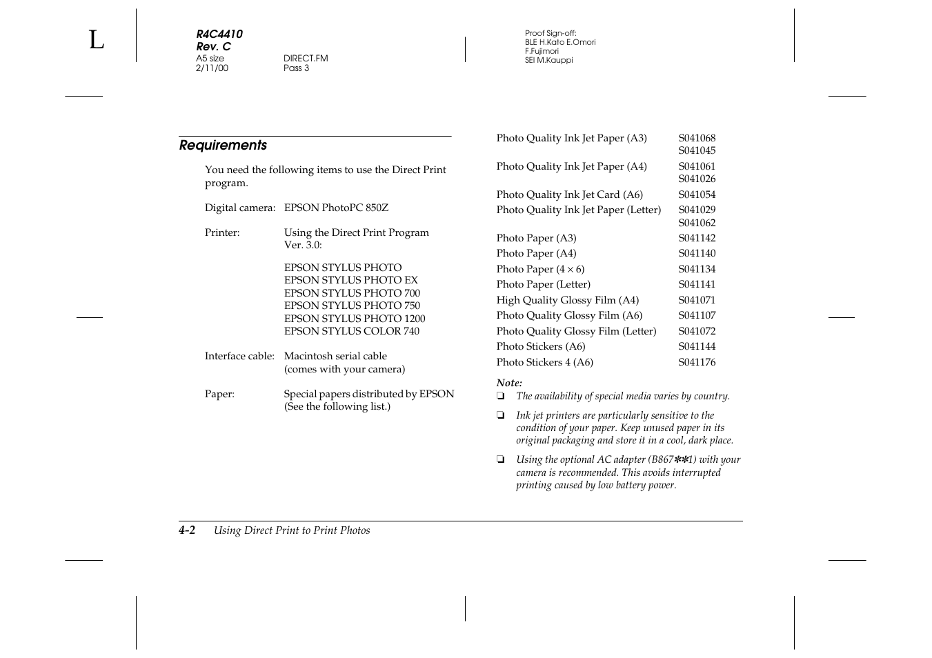 Requirements, Requirements -2 | Epson PhotoPC 850Z User Manual | Page 78 / 142
