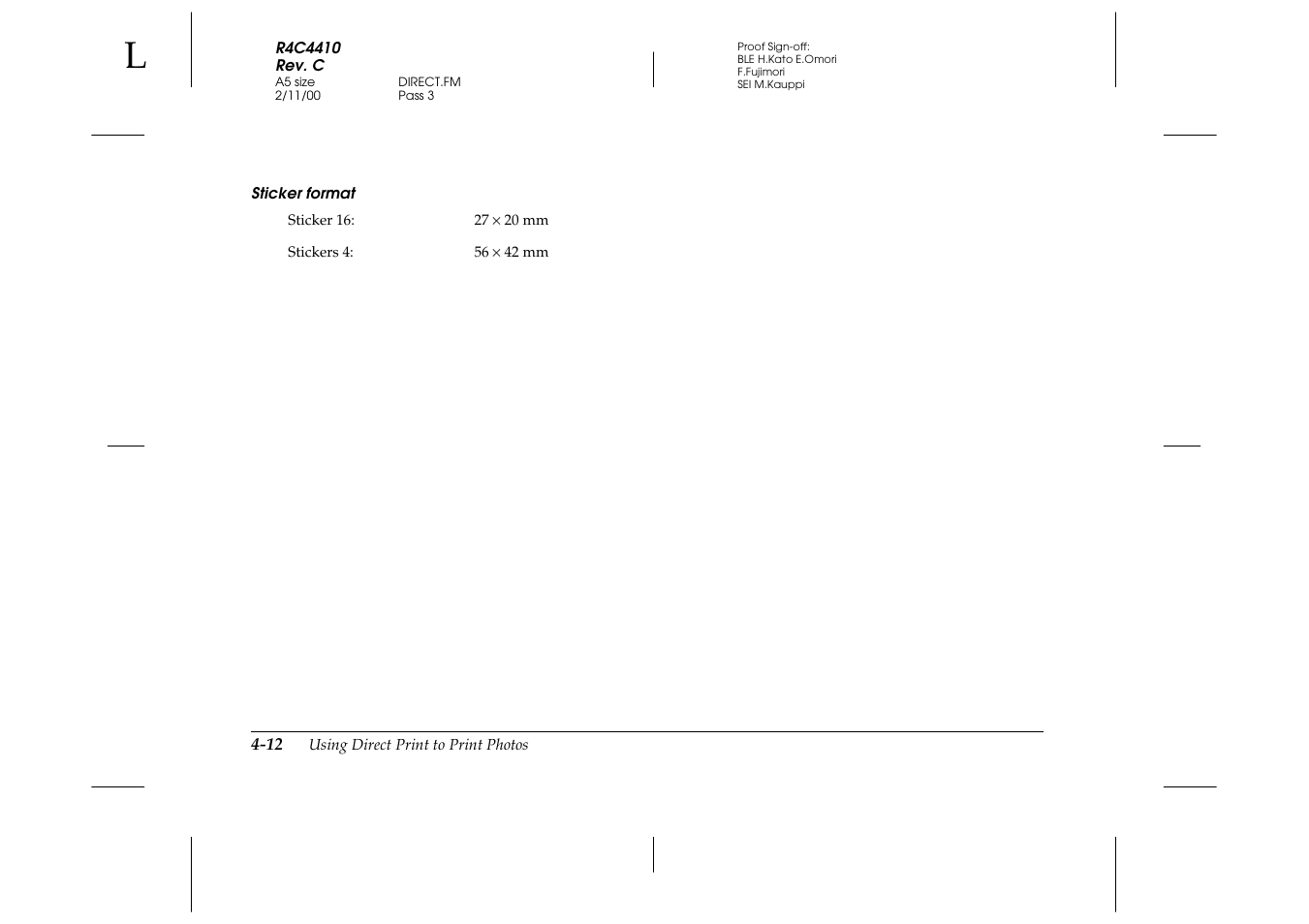 Sticker format | Epson PhotoPC 850Z User Manual | Page 88 / 142