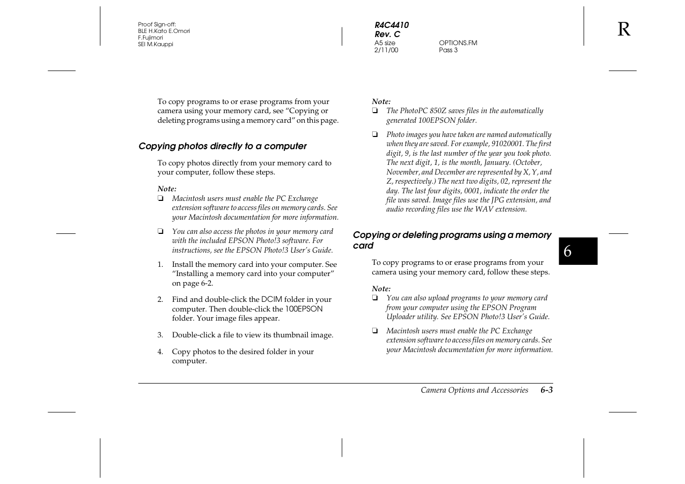 Copying photos directly to a computer, Copying or deleting programs using a memory card | Epson PhotoPC 850Z User Manual | Page 99 / 142