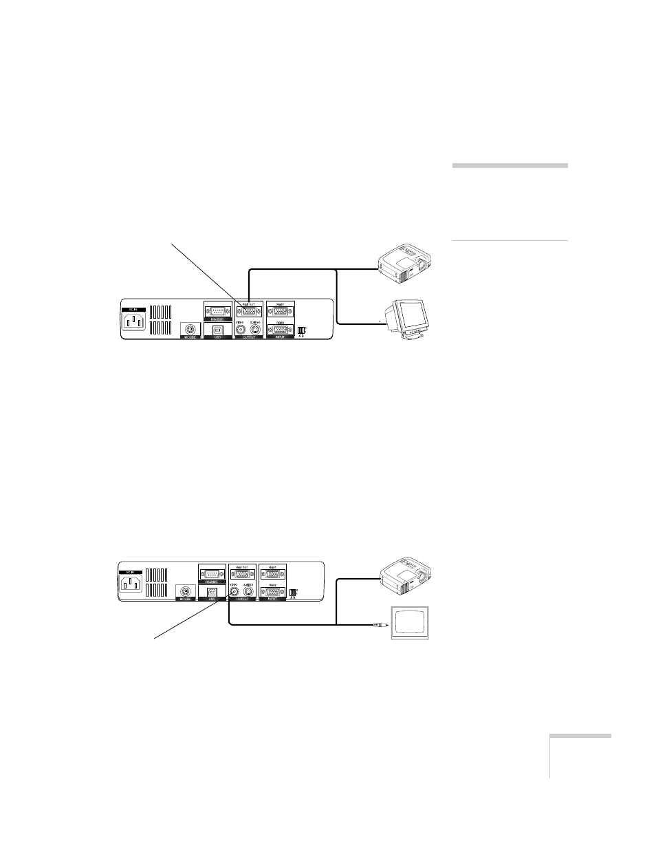 Connecting the rgb video cable, Connecting the rca cable | Epson BALUNS FG01281 User Manual | Page 17 / 66