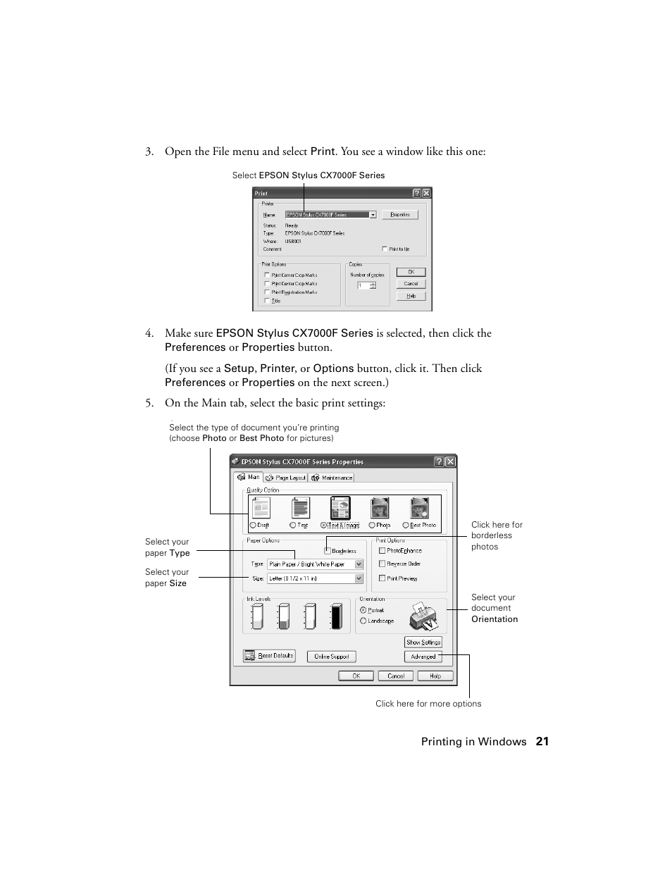 Epson CX7000F User Manual | Page 21 / 72