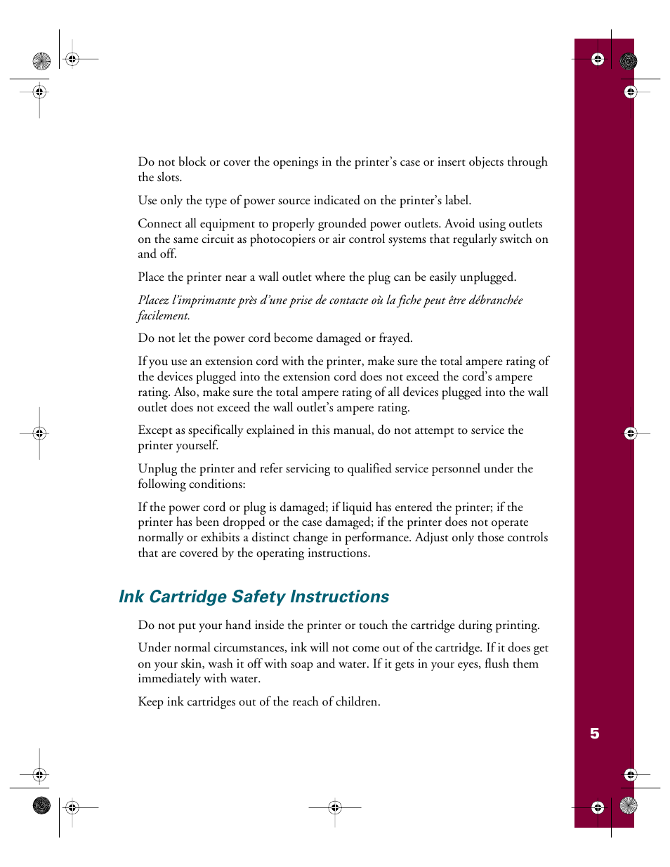 Ink cartridge safety instructions | Epson 740i User Manual | Page 11 / 69