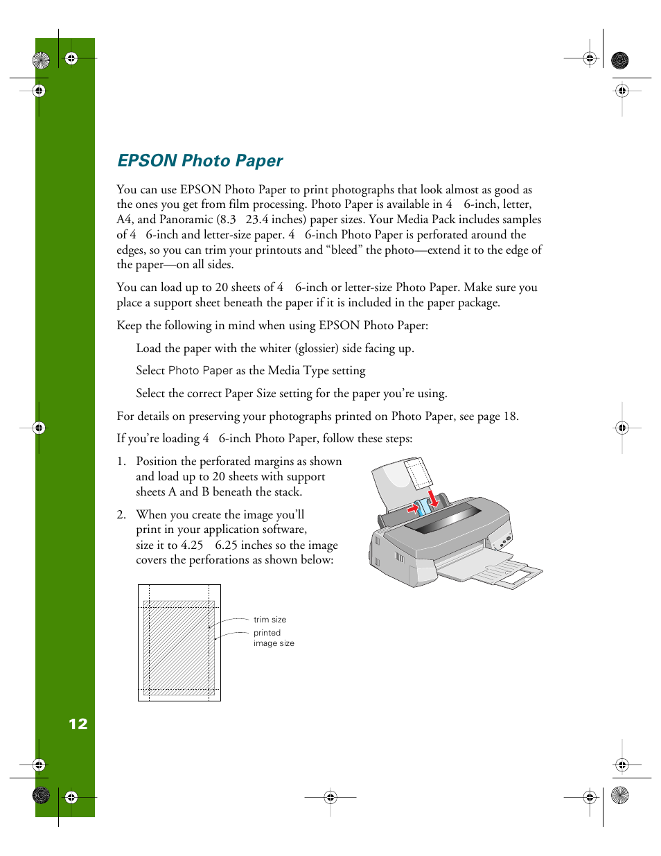 Epson photo paper | Epson 740i User Manual | Page 18 / 69