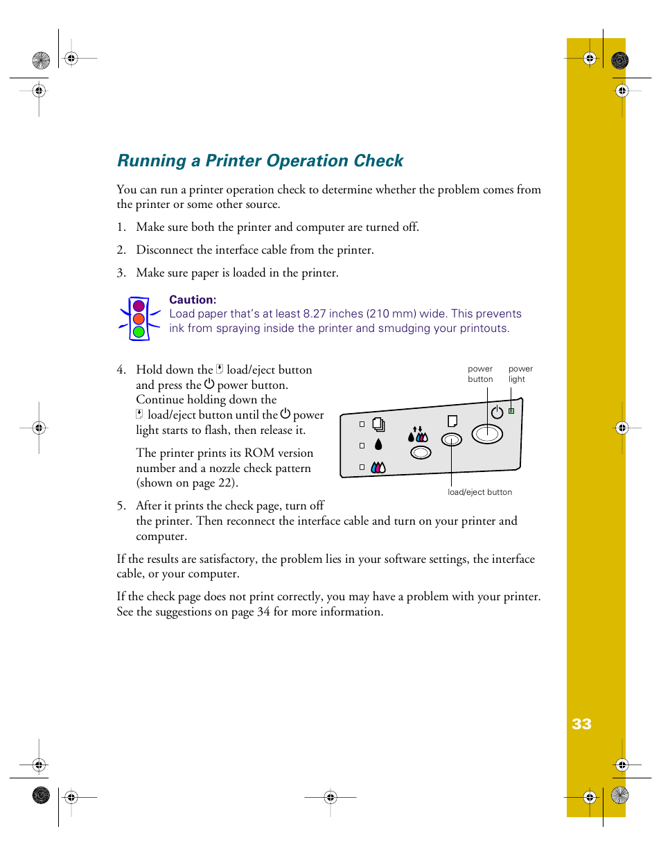 Running a printer operation check | Epson 740i User Manual | Page 39 / 69