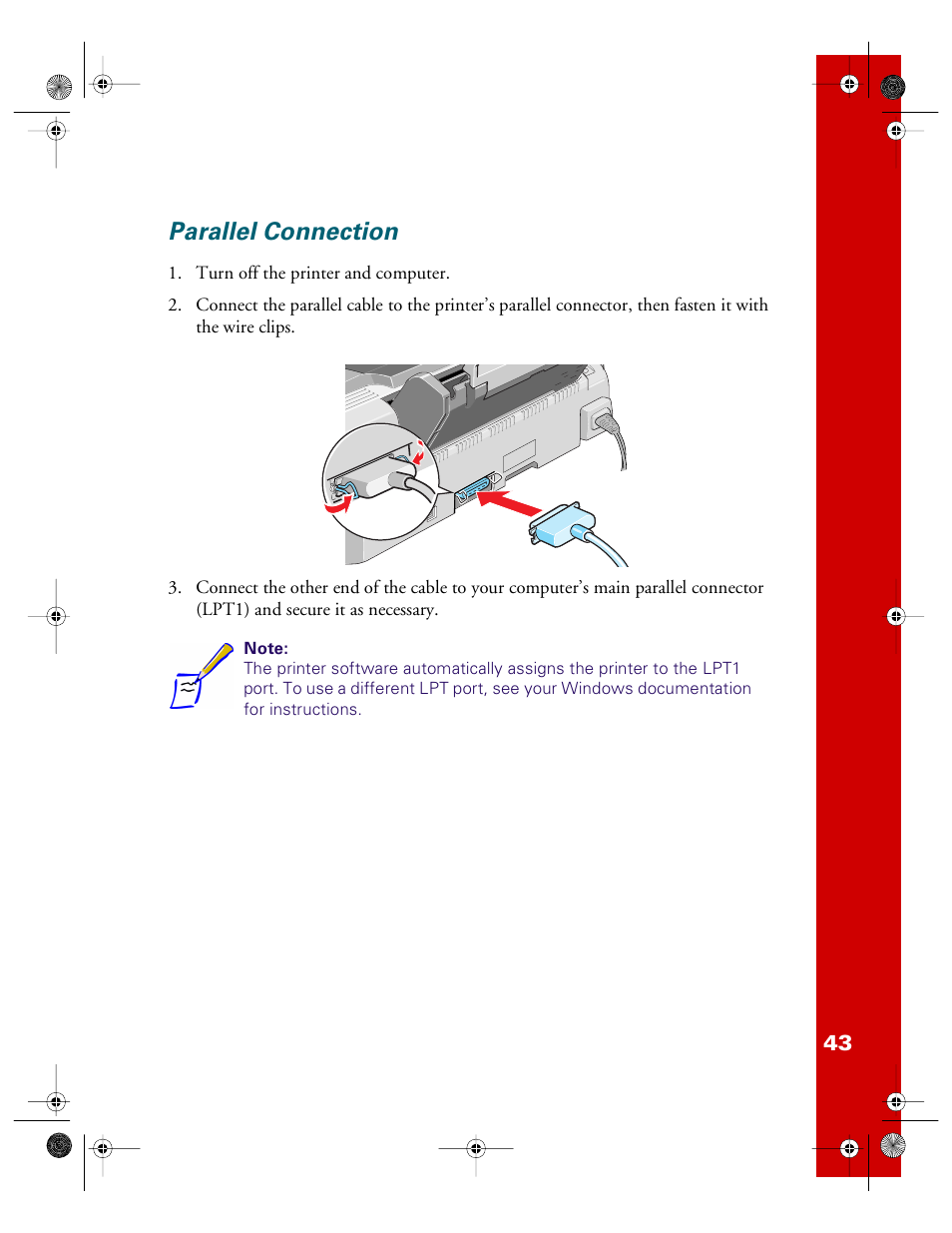 Parallel connection | Epson 740i User Manual | Page 49 / 69