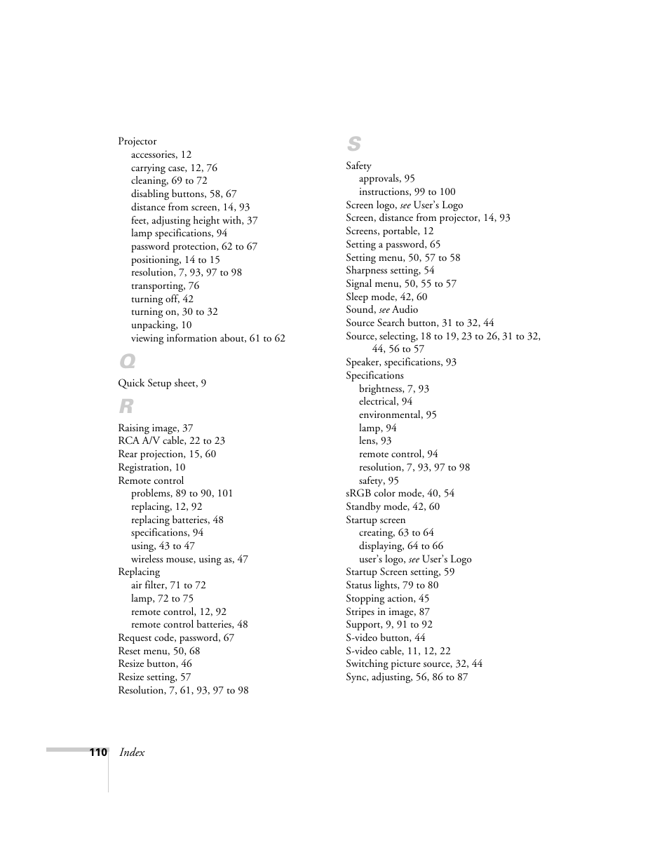 Epson 821p User Manual | Page 110 / 112