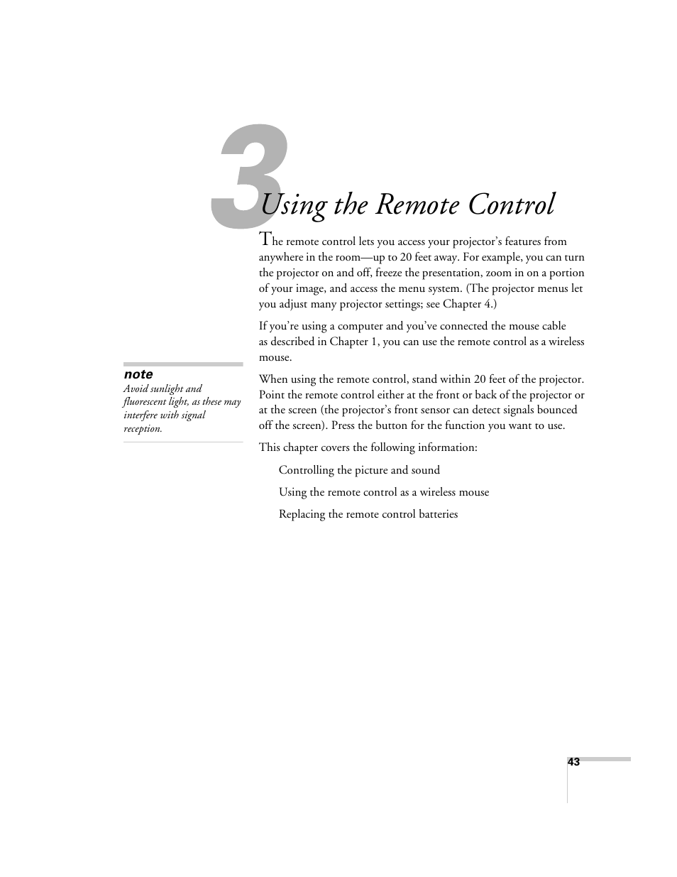 Using the remote control | Epson 821p User Manual | Page 43 / 112